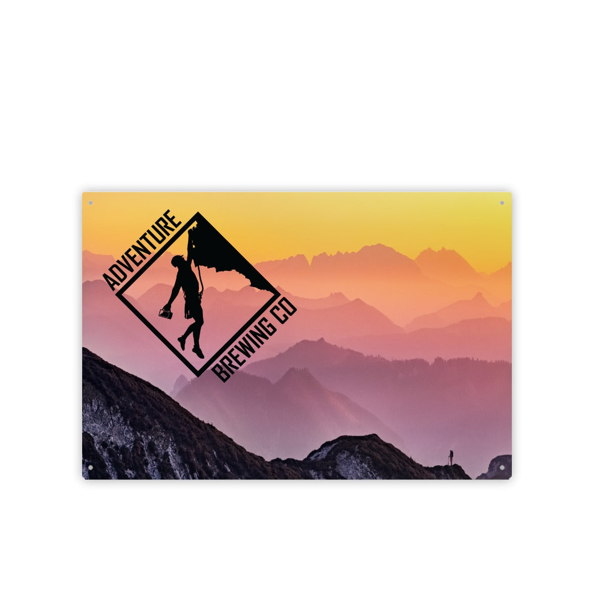 Adventure Brewing Mountain Metal Hanging Print